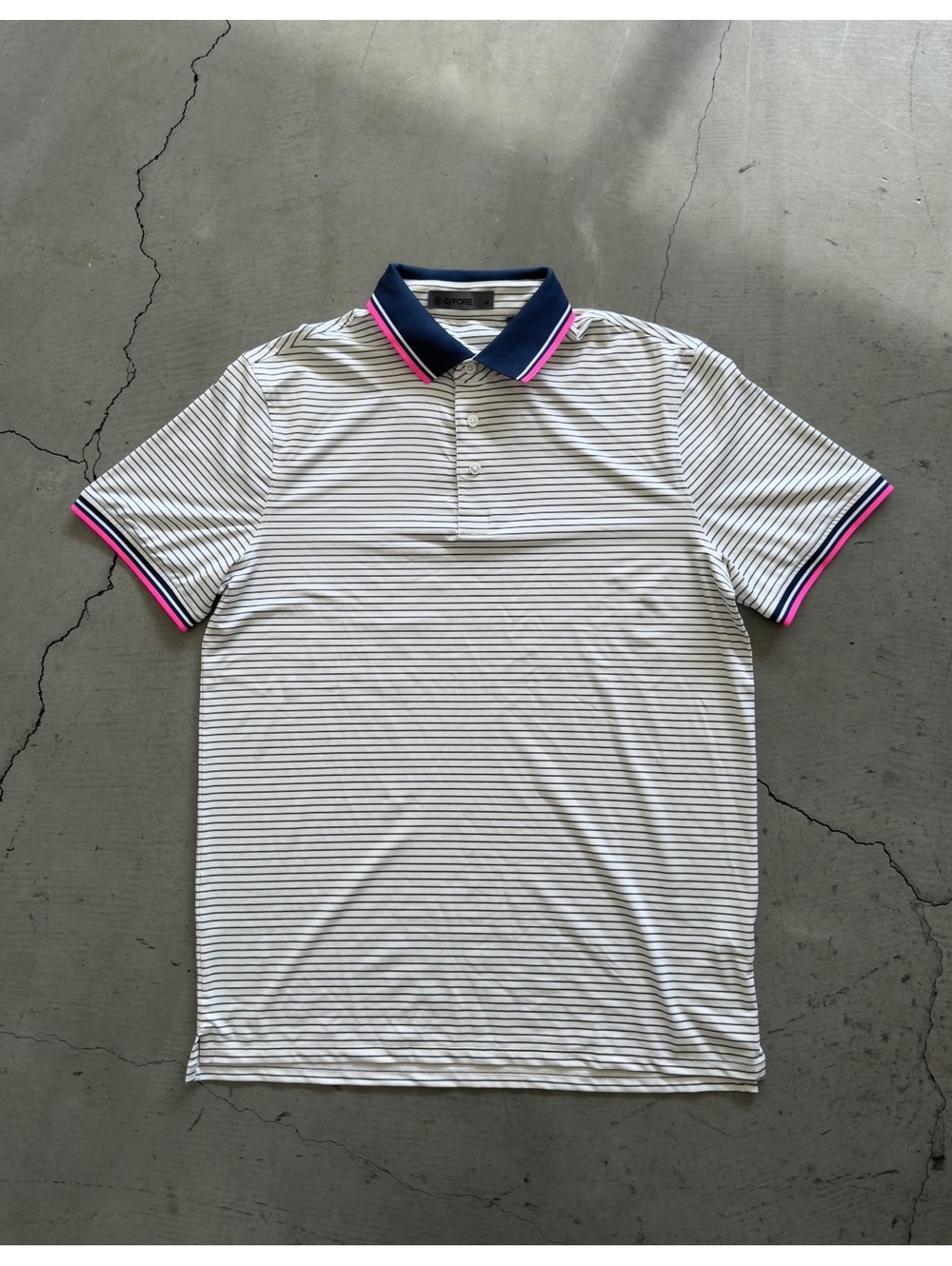 G/FORE / Striped Golf Polo / White Navy Pink / Men’s M